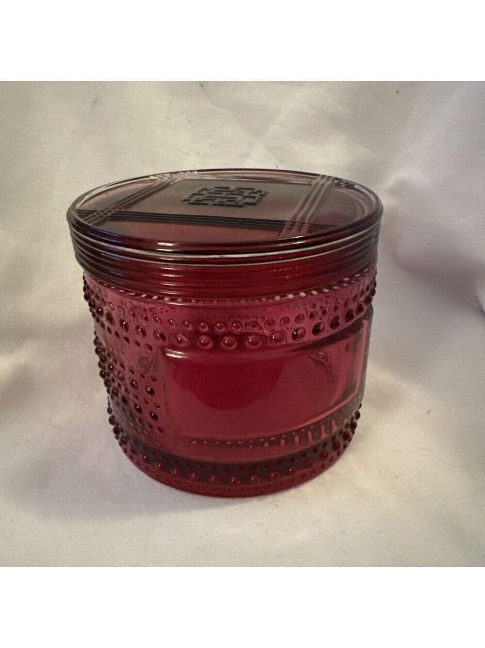 HomeWorx by Harry Slatkin Cranberry Glass Candle Holder w/ lid no candle see pic